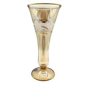 Royal Limited Etched Gold Crystal Bud Vase Handcrafted in Egypt 6.5"H